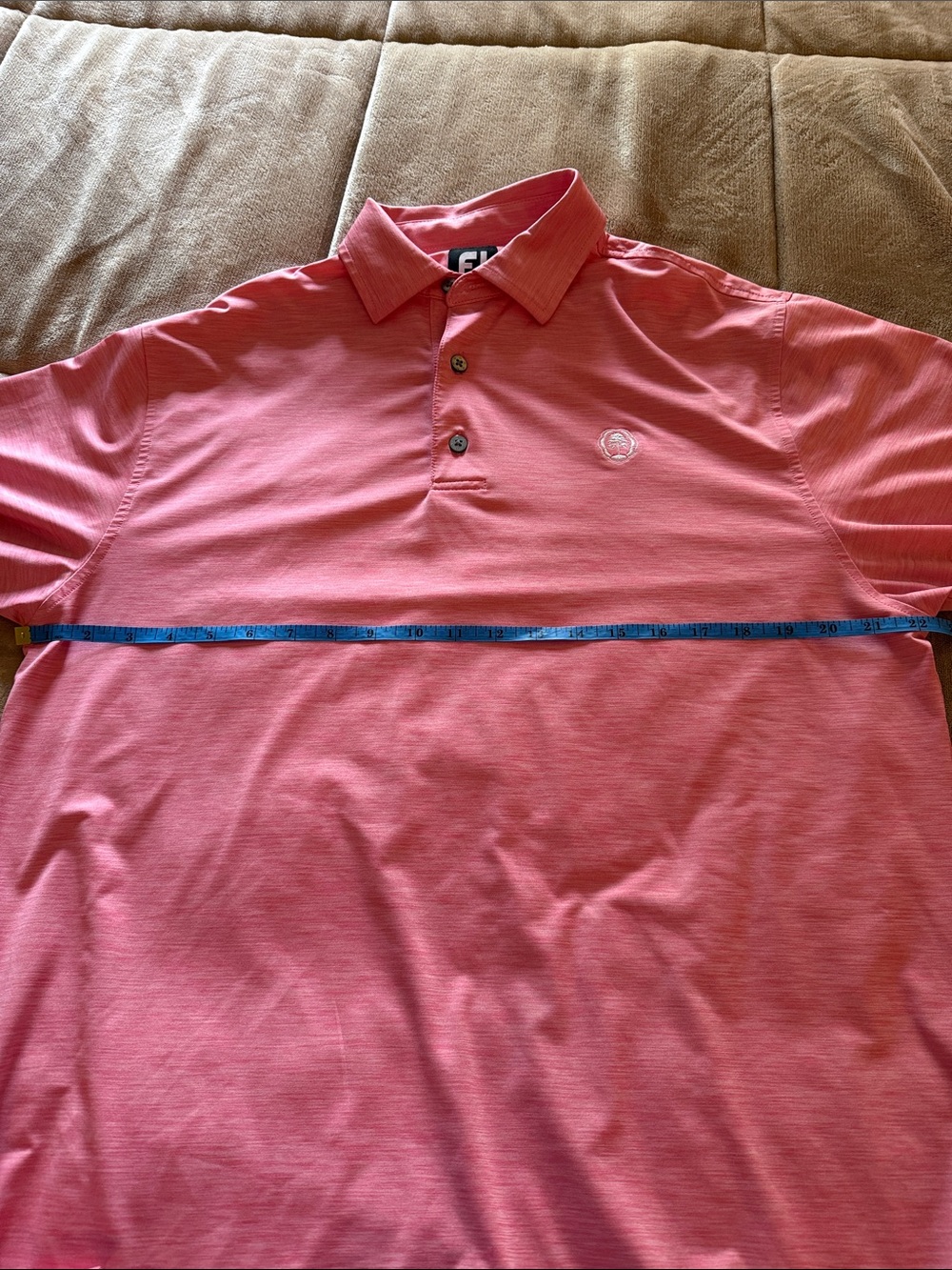 FootJoy Men's Heathered Coral Pink Golf Polo - Picture 6 of 8